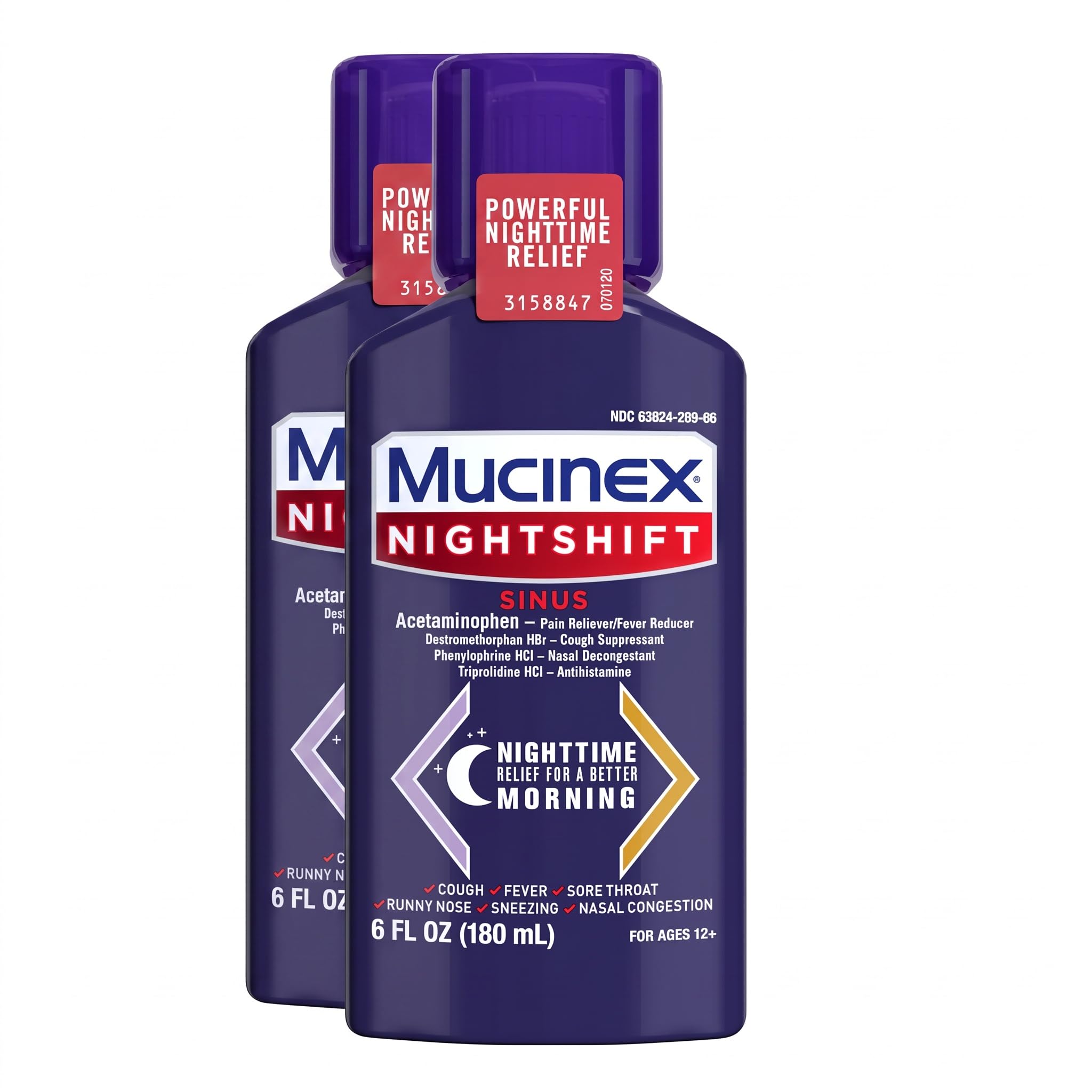 Mucinex Sinus-Max Severe Congestion & Pain & Nightshift Sinus, 2x6 FL OZ — Amazon image 20