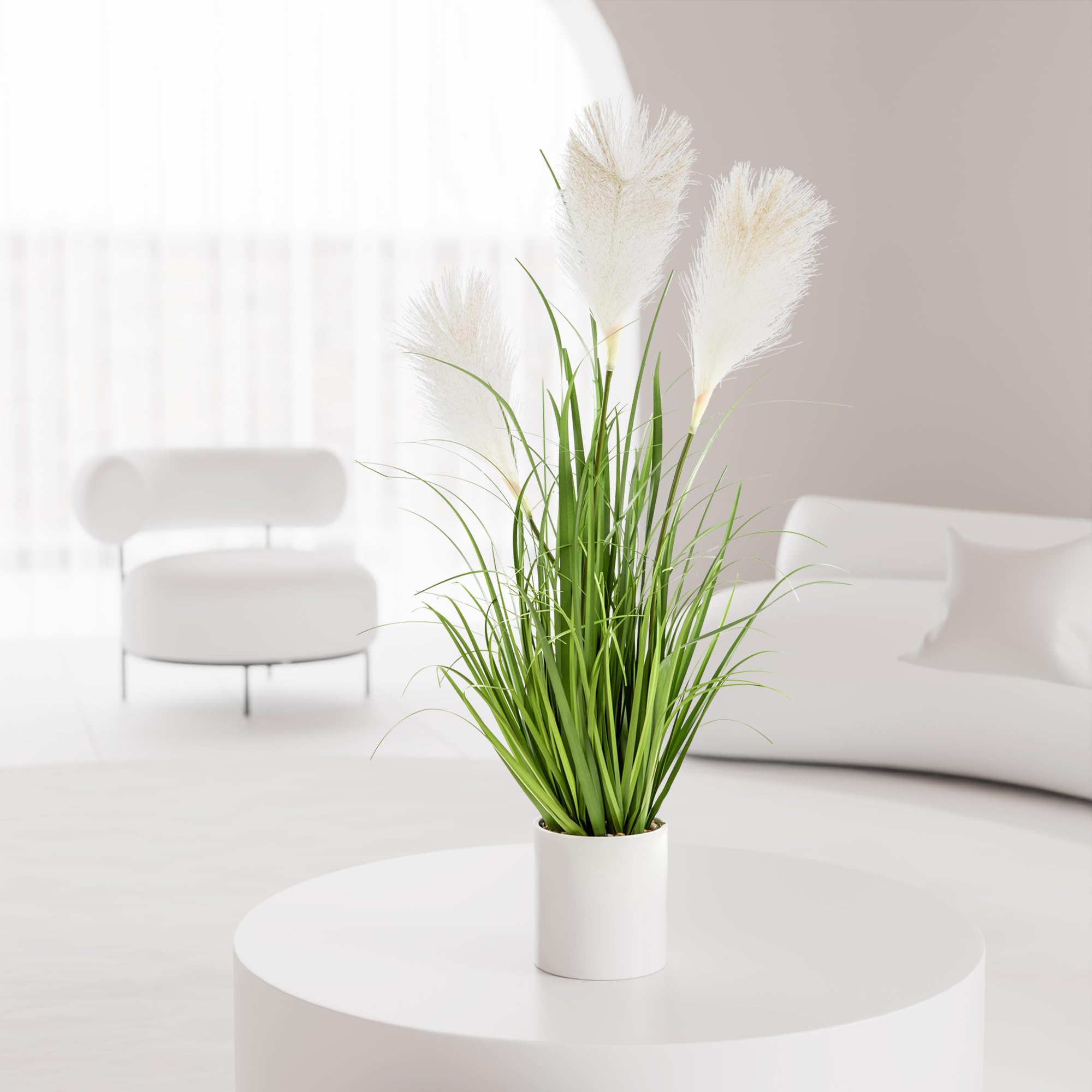 PASCH® XL Pampas Kunstgras in bianco vaso in ceramica (80 cm): erba artificiale decorativa alta | erbe artificiali | erba artificiale | pianta artificiale grande | piante artificiali come vere |