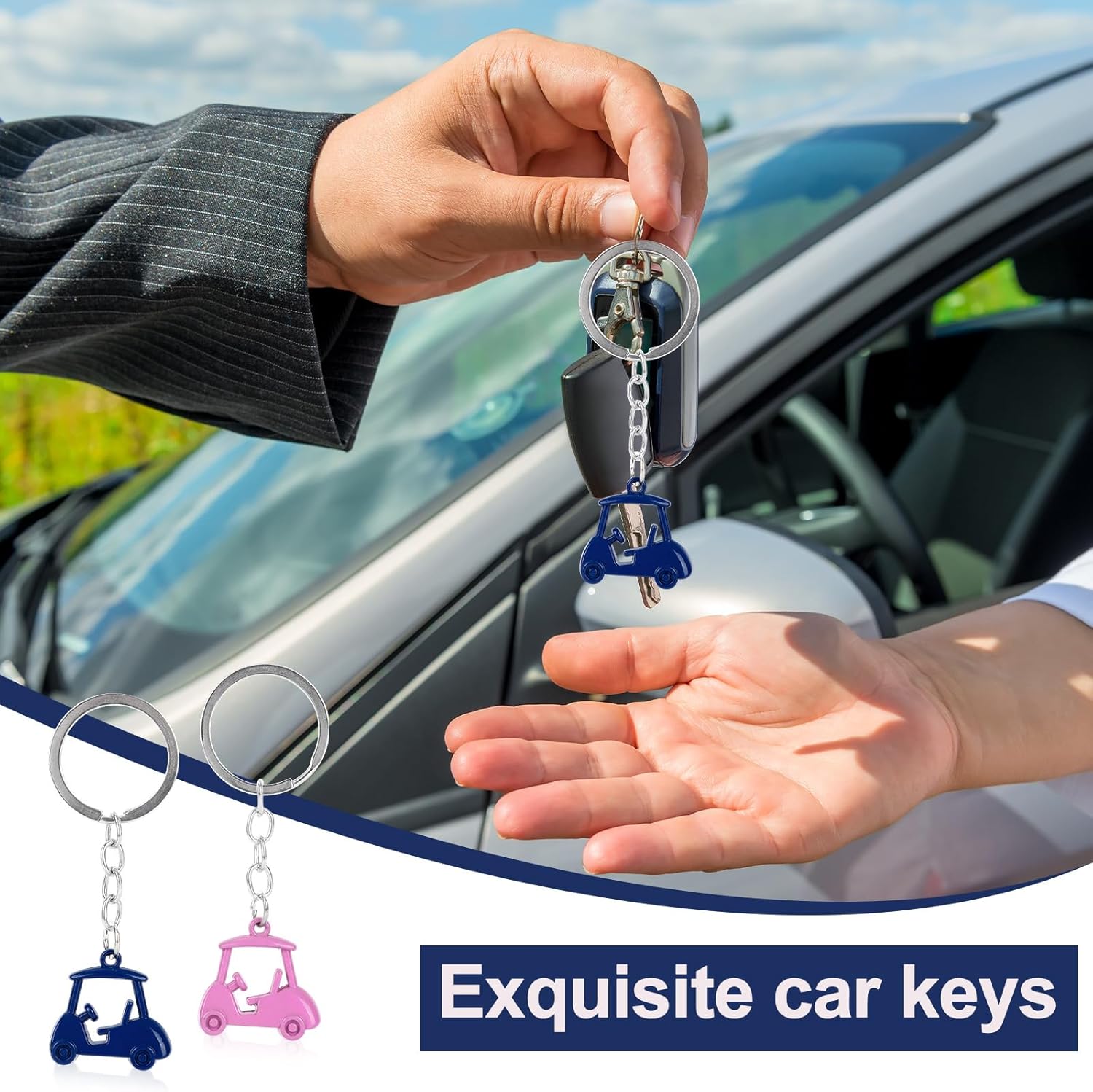 2pcs Golf Cart Keychains, Key Ring for Women Men Golf Car Key Holder Ideal Souvenir for Golfer Players and Fans - Image 7