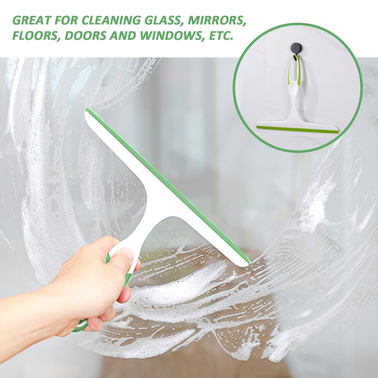 DAZISEN 2 Tergicristalli Per Doccia In Gomma: Pulizia Perfetta Per Vetri, Specchi E Auto! (Verde/Blu) - 5