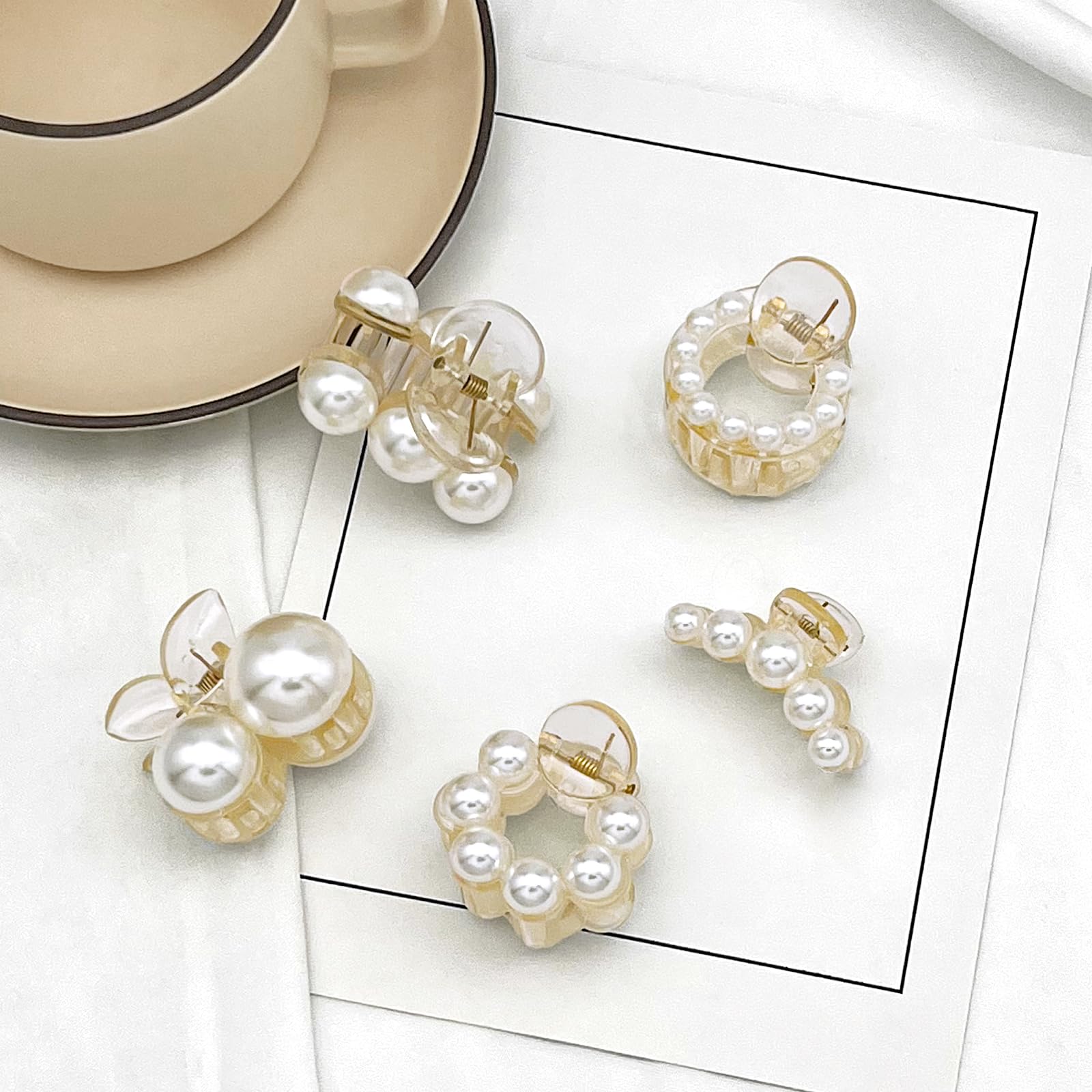 Elegant‎ Pearl Hair Claw Clip Set Wrapables Large Pearl Hair Claws Pearl Hair Clips Nonslip  main image 2