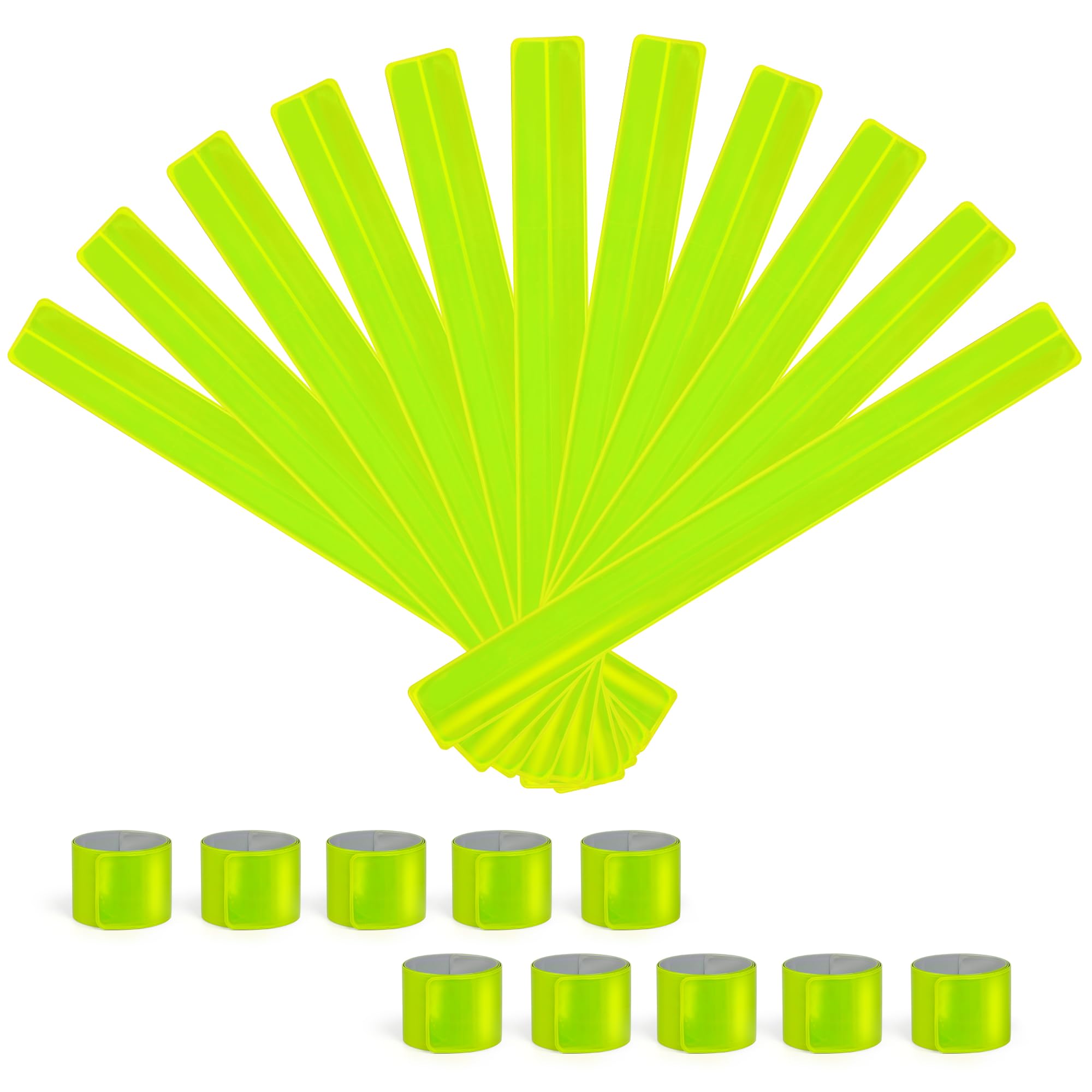 CKKAPTURE 20 Pcs Reflective Bands Snap Bracelets - Enhance Safety for Children, School Bags, Keys, Prams, Hiking, Joggers, and Cyclists