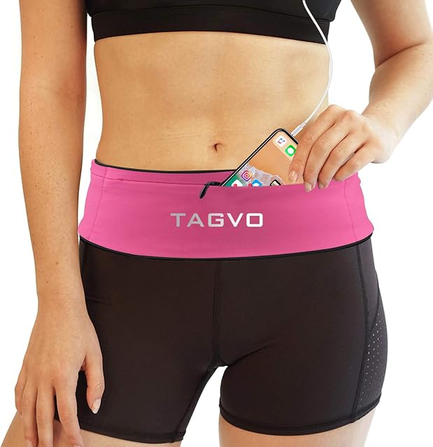 TAGVO Running Waist BeltFully Adjustable & Comfortable with Key Clip Waist bag Fits all iPhone's, Samsung, For Men, Women, Runners, Jogging, Gym, Yoga, Workout, Sports
