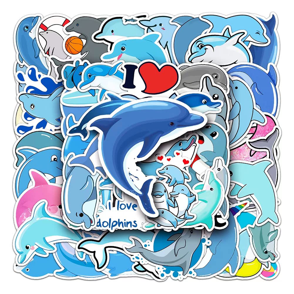 Dolphin Stickers |50Pcs Dolphin Waterproof Vinyl Decals for Bike Water Bottles Laptop Bicycle Refrigerator Cup Luggage Computer Mobile Phone