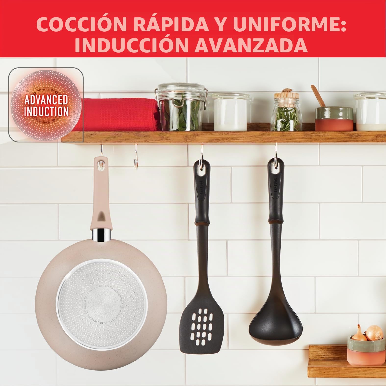 Tefal Delight - Sartén wok 28 cm, revestimiento antiadherente seguro, indicador de temperatura, cuerpo de aluminio 100% reciclado, todo fuego, fabricado en Francia G2931902