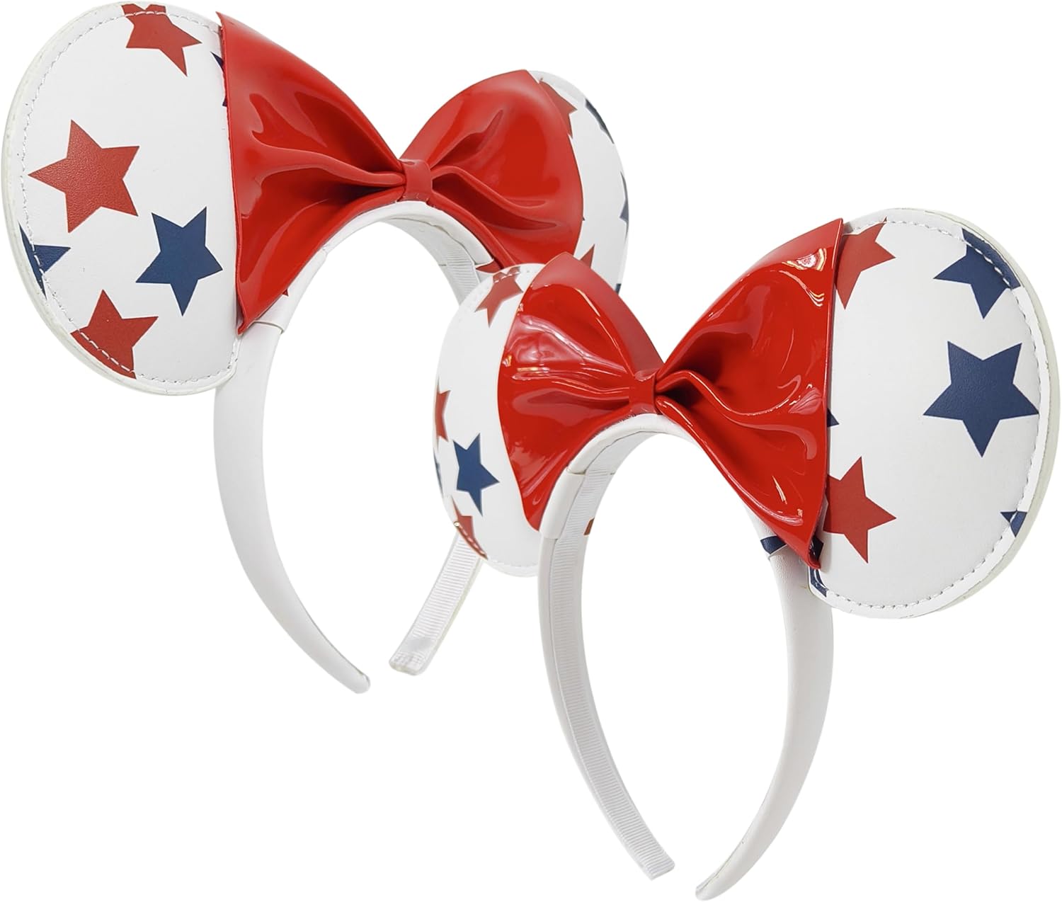 LUV HER Disney USA Patriotic Headband, 4th of July Outfits for Women, Red White and Blue Decoration, Patriotic Hair Accessories, Star Print and Red Bow