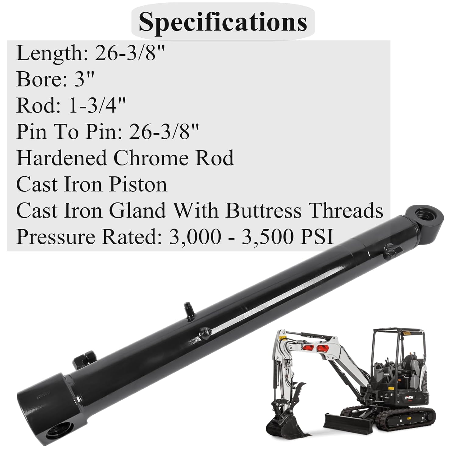 7191555 Hydraulic Boom Cylinder Assy Replacement for Bobcat E32 E32I E35 E35I Mini Excavator AKWH