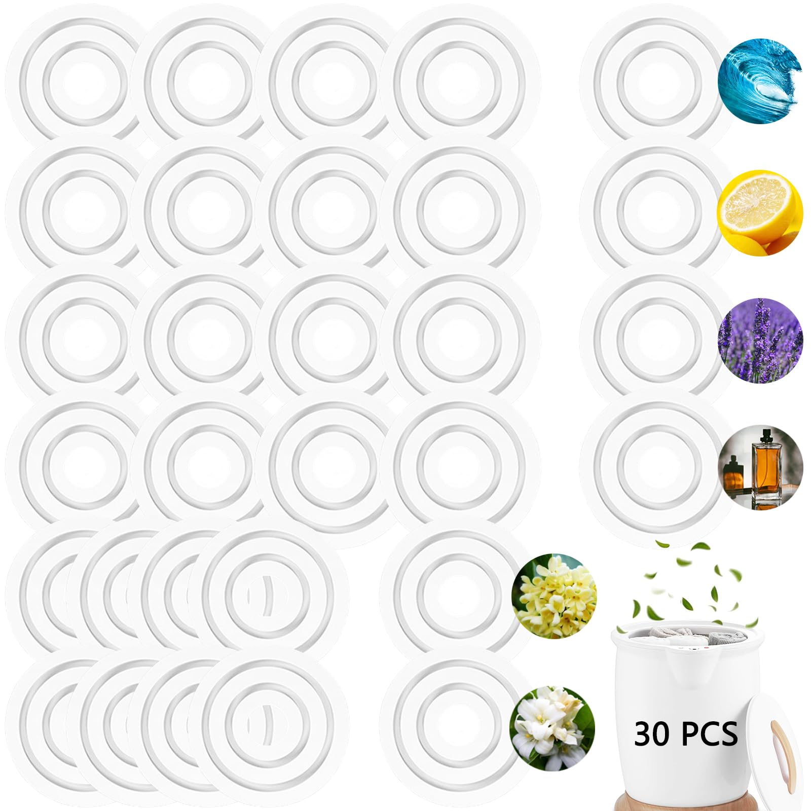 30 Pack Towel Warmer Fragrance Disc Fresh Fragrance Scented Pads Replacement Fragrance Disc for Towel Warmer Bucket (6 Sample Flavor)
