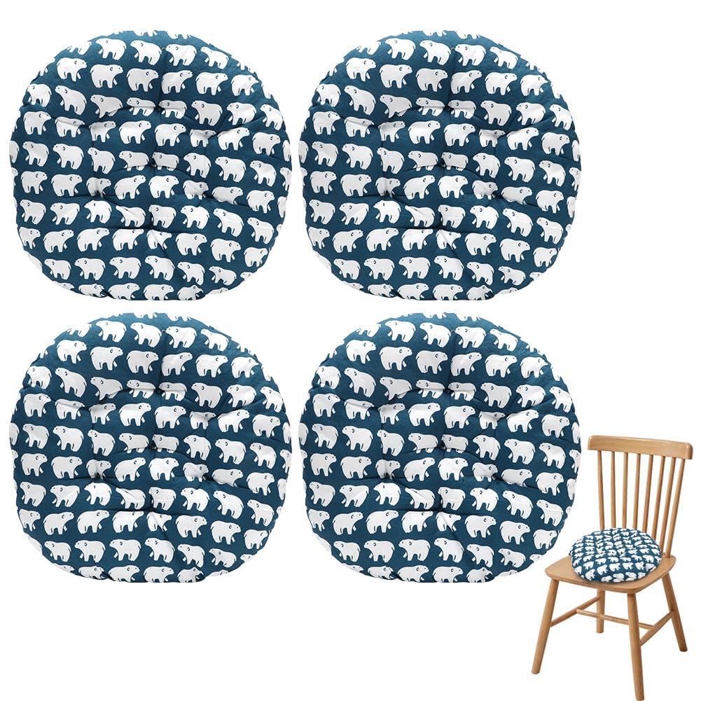 Cojines redondos cómodos de 40 cm con estampado de oso polar para sillas y suelo Set de 4