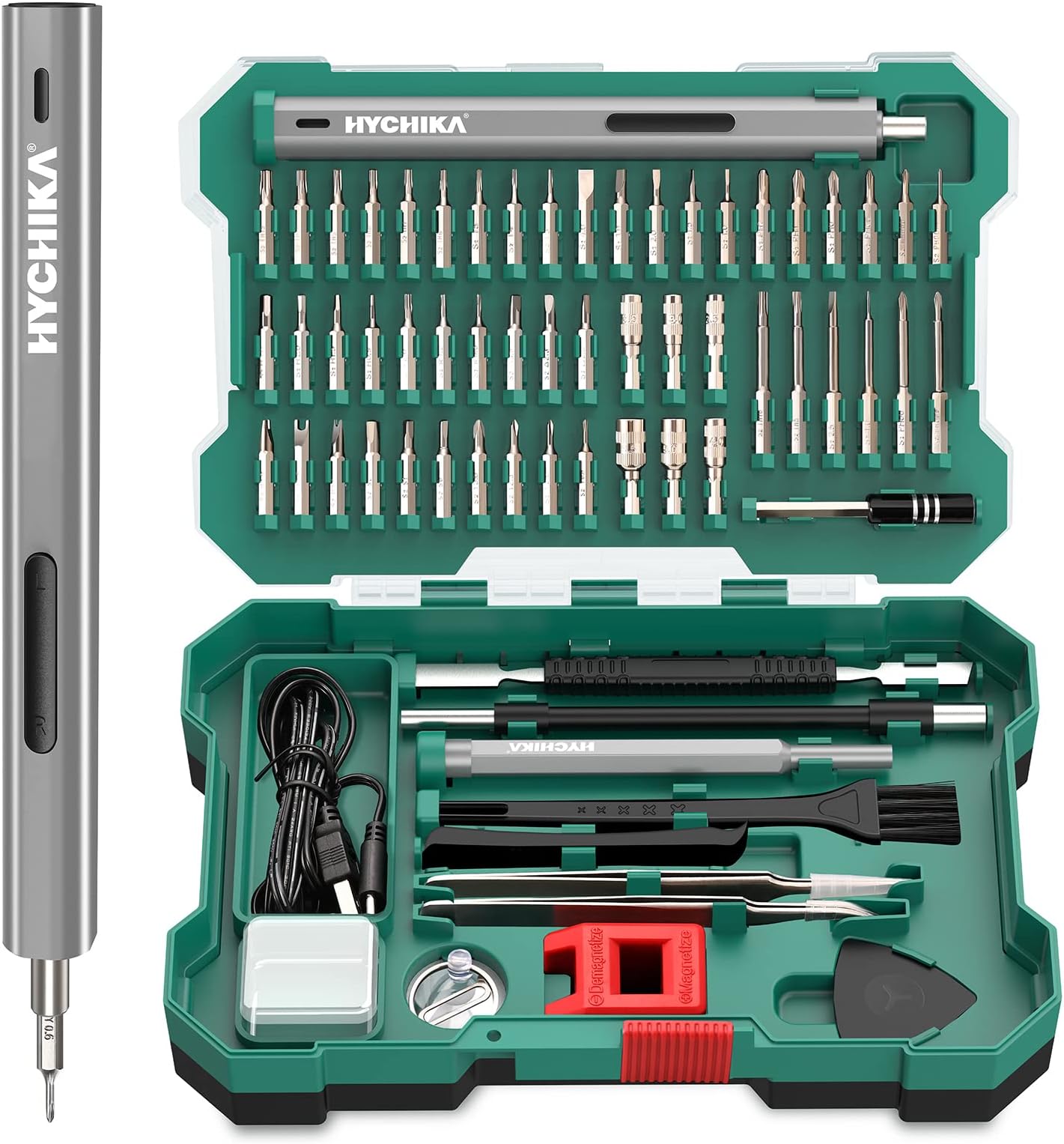 – Mini Electric Screwdriver Set, Precision Screwdriver Set 67 in 1 with 46 Magnetic Bits, Electronic Repair Tool Kit Cordless Screwdriver with LED for Phone Laptop PC Watch Camera Drone