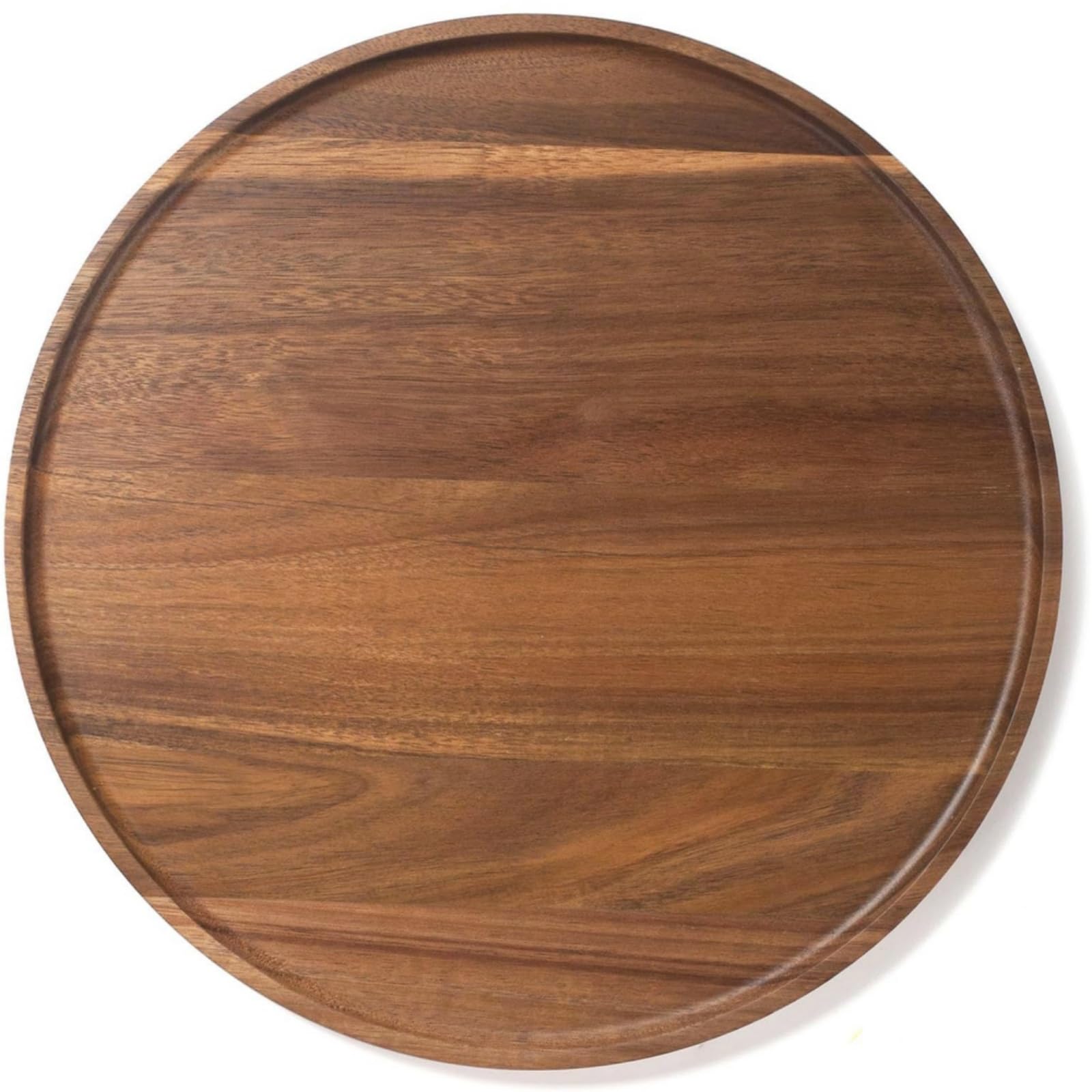 Round Wood Tray, Acacia Wooden Decorative Serving Tray for Coffee Table and Home Decor, Wooden Appetizer Charcuterie Board for Kitchen Countertop (