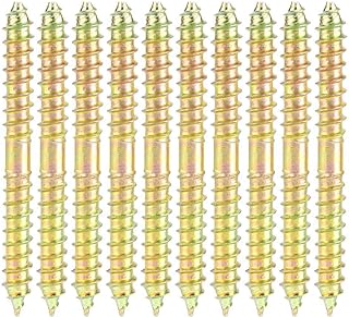 Dowel Screw, 10pcs 6 * 60mm Zinc Plating Dowel Screw Double Sided Screw Double Ended Screw Wood to Wood Woodworking Furniture Connecting Fixing Dowel Screws