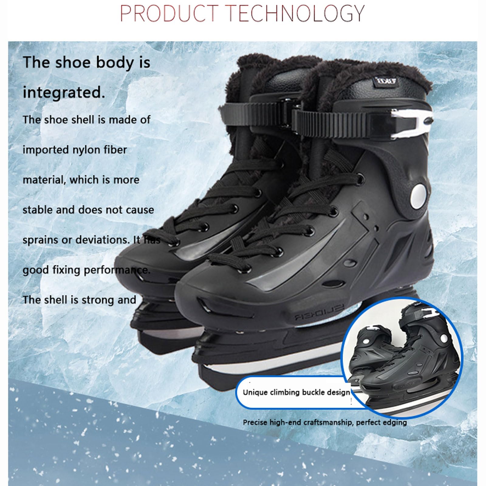 Patins à Glace Artistiques ,Patins à Glace,Patin a Glace Loisir Polyvalent,Stables Support de la Cheville,de laçage rapide et boucle push-lock,Hockey sur Glace ou Patinage Artistique Amateur