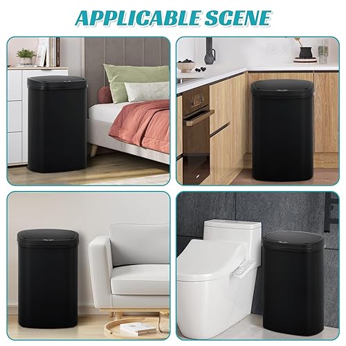 Miniatura 7 de Dkeli Bote de basura automático de 13 galones para cocina, 50 litros, sin contacto, con tapa, cubo de basura cepillado para el hogar, oficina,
