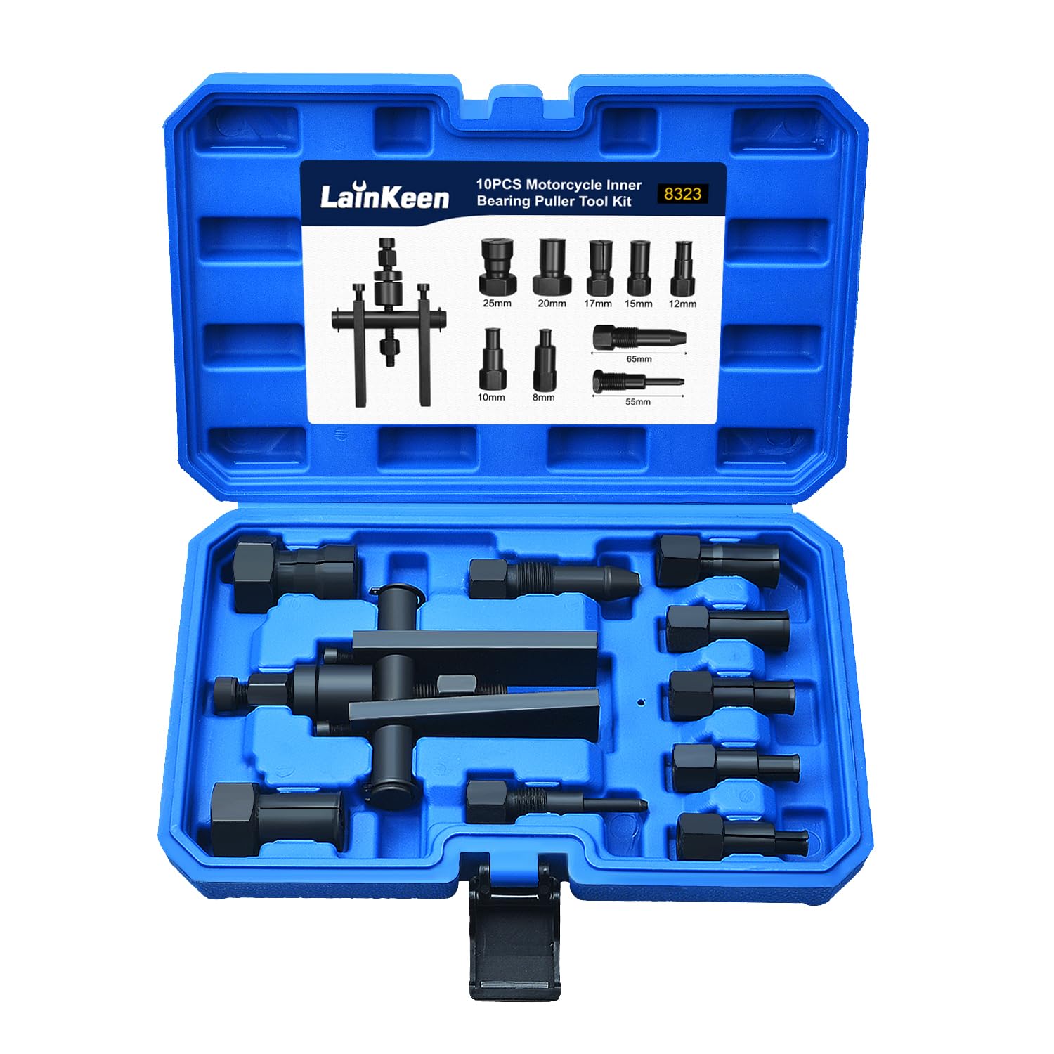 10 Piece Motorcycle Blind Internal Inner Insert Inside Bearing Extractor Puller Tool Kit Motorcycle Inner Bearing Removal Tool Set 8-25MM