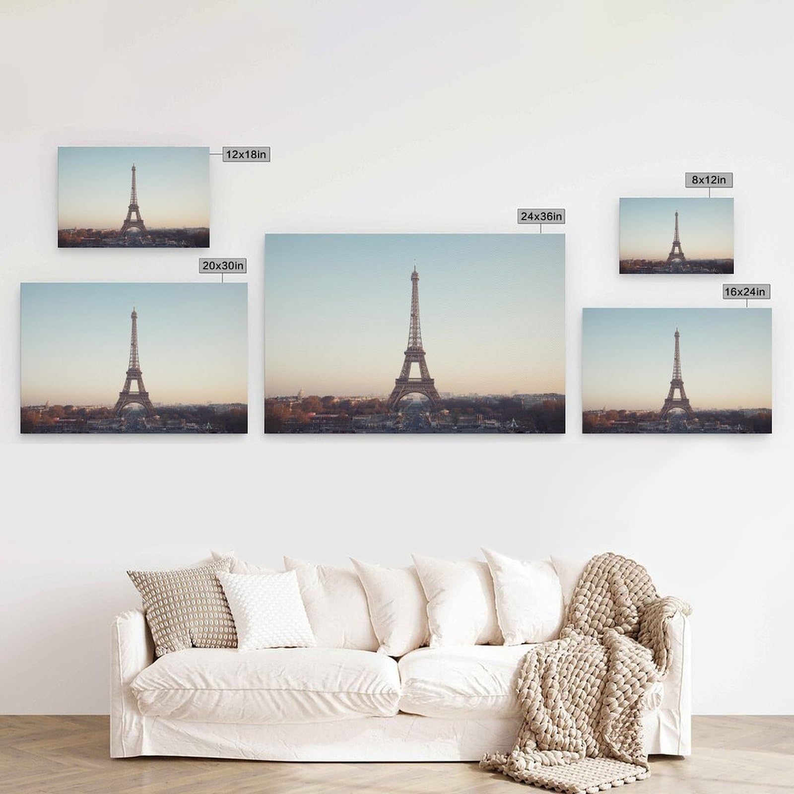 Eiffel Tower Paris Scenic Canvas Poster Modern Poster Decorativo Cuadro Lienzo Cuadro Cuadro para Salón Dormitorio Moderno Mural para Habitaciones Familiares, Impresiones de 40 x 60 cm