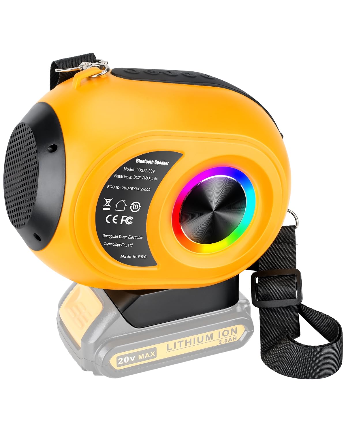 Bluetooth Speaker for Dewalt 20v Battery,Wireless Speaker with HD Sound, TWS Pairing, Bluetooth 5.3, for Jobsites/Home/Party/Outdoor/Beach/Gift(Battery not included)