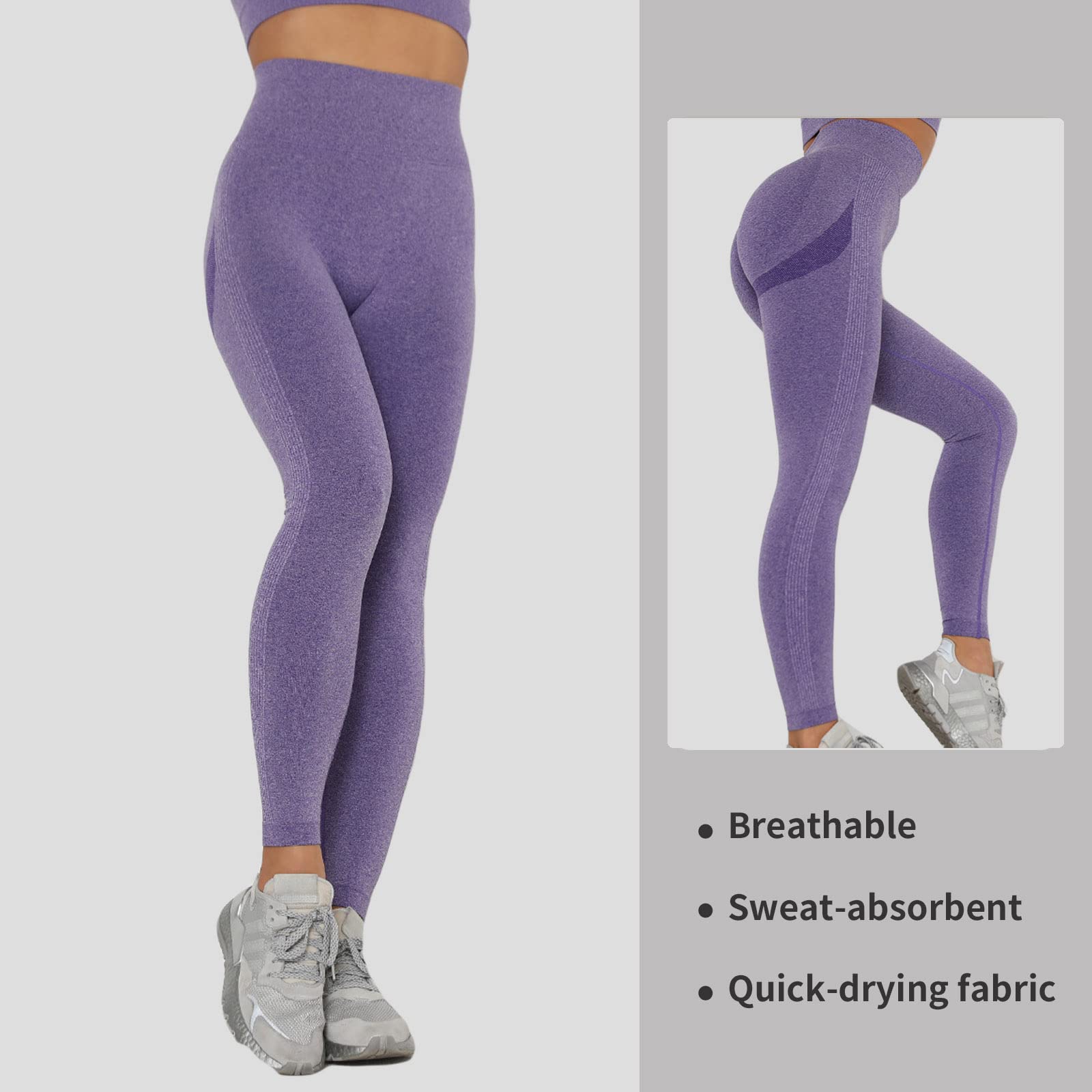 Merlvida Leggins Sportivi Donna Vita Alta Leggings Push Up Pantaloni Palestra Controllo della Pancia Anticellulite Pantacollant Opaco Elastici Tuta Collant Abbigliamento Sportivo Donna Yoga Fitness