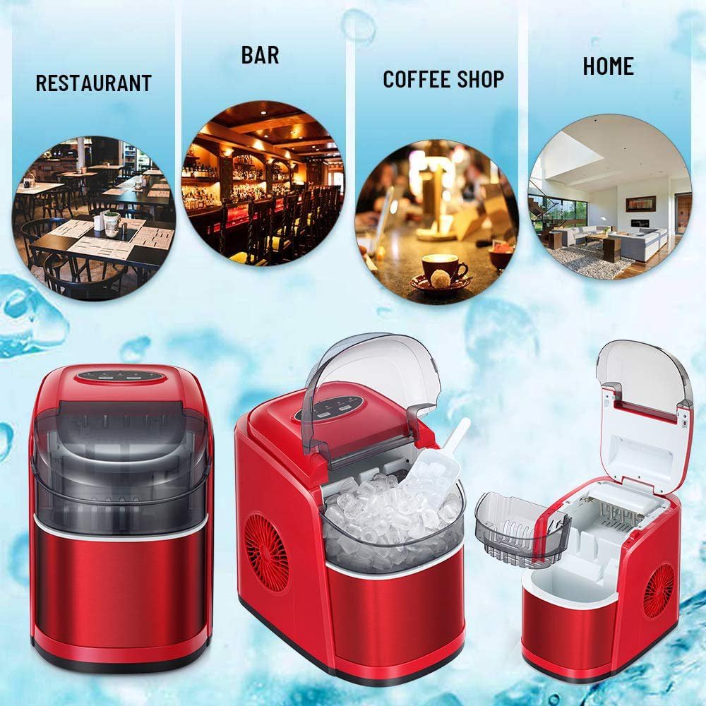 Countertop Ice Maker Machine Countertop Ice Maker Machine 26Lbs/24H Portable Ice Cube Maker with Self-Cleaning Program 9 Cubes Ready in 6-8 Mi Electric Ice Cube Maker (Color : B) (Brass)