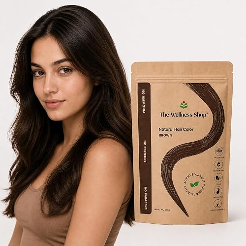 The Wellness Shop - Natural Brown Hair Color | Long-lasting Hair Color & Healthy Shine | Ammonia Free Long Lasting Color for Strong & Silky Hair for Men and Women | Pack Of 1 (100gm / 3.38 fl oz)