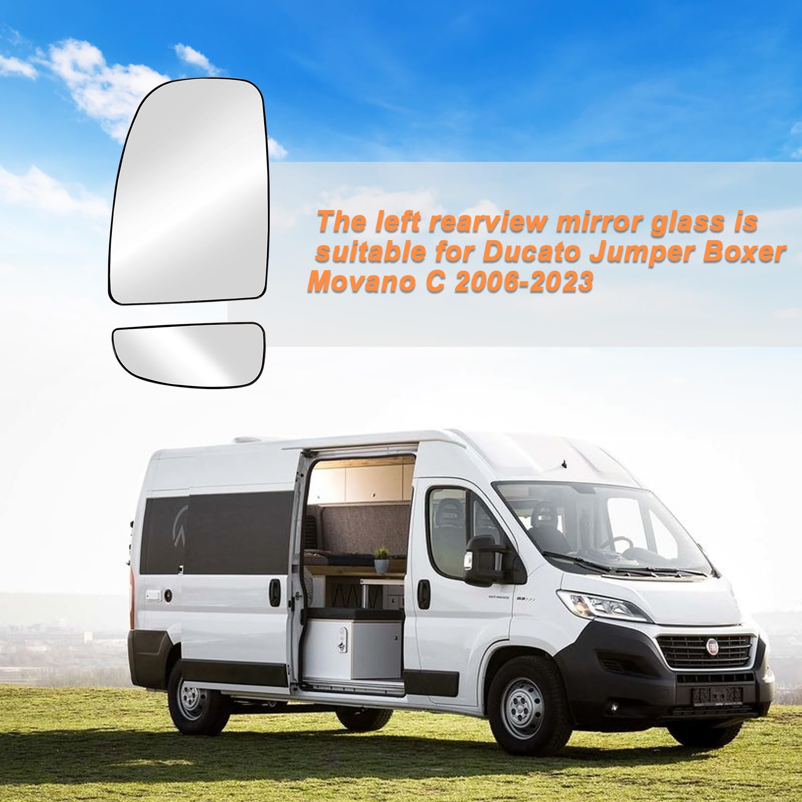 Vetro a specchio sostituzione per Fiat Ducato Citroen Jumper Peugeot Boxer 2006-2023 Riscaldabile Vetro Specchietto di Ricambio Vetro specchietto retrovisore Lente Vetro di Retromarcia(Sinistro)
