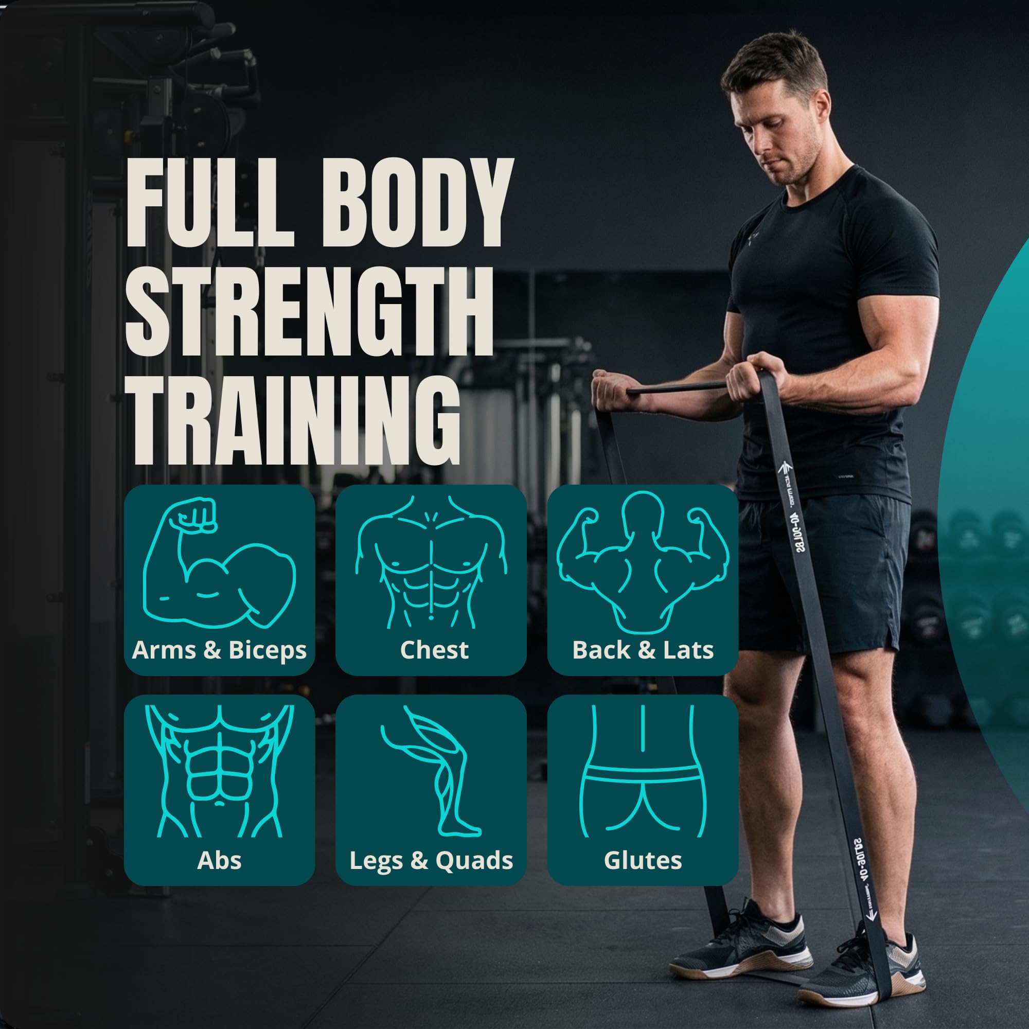 Lockie Fitness - Fasce di resistenza per trazioni, allenamento della forza e stretching, con anelli lunghi in TPE, set da palestra a casa con ancoraggio per porta e borsa per il trasporto