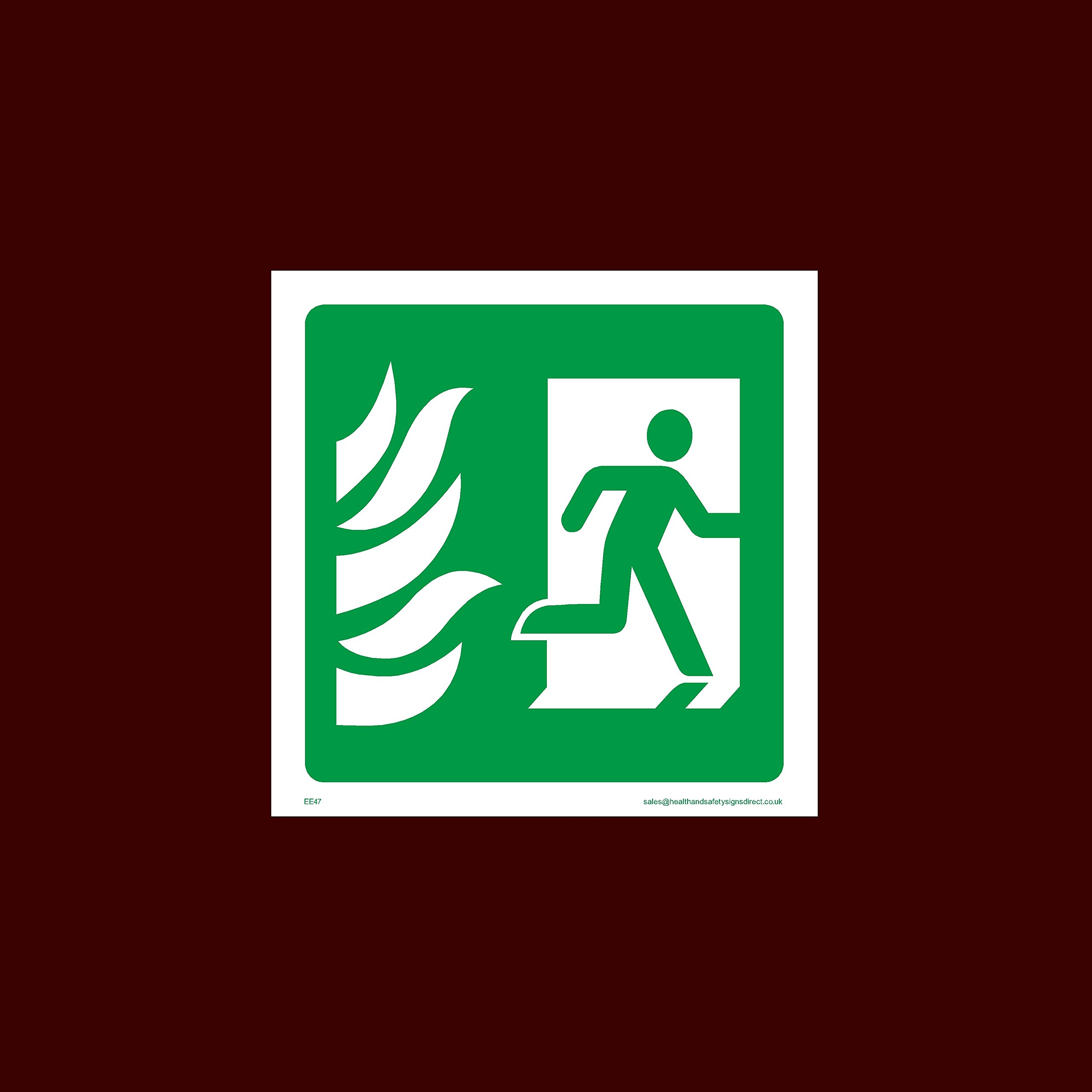 USSP&S Fire Escape/Exit Right Sticker/Self Adhesive Sign - Fire, Push Bar/Pad, Disabled Fire Exit, Assembly, Break Glass, Lift - (EE47)