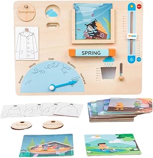 Kids Montessori Toys for Kids, All About Weather Learning Board, Weather Watch Wooden Weather Learning Board, Preschool Learning Toy Climate Teaching Liushui