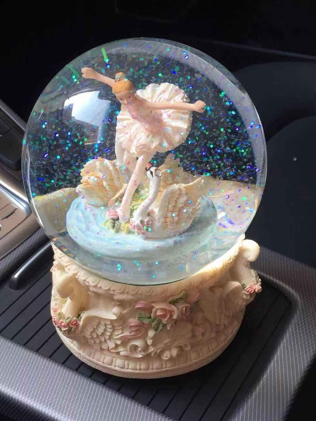 Buy 1 get 1 Nice Pies Big 3D Snow Globe Featuring a Ballerina Dancing in a Swan Lake Wonderland Rotate Music Box with Colorful Lights Automatic Snowflake Home Decorations