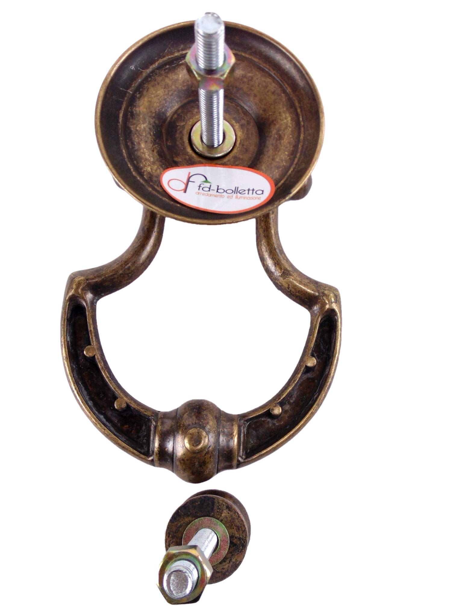 Battente Porta Ottone Brunito Stile Impero - Batacchio Per Portoni Esterni, Made In Italy, Misure 16,5cm - Foto 6