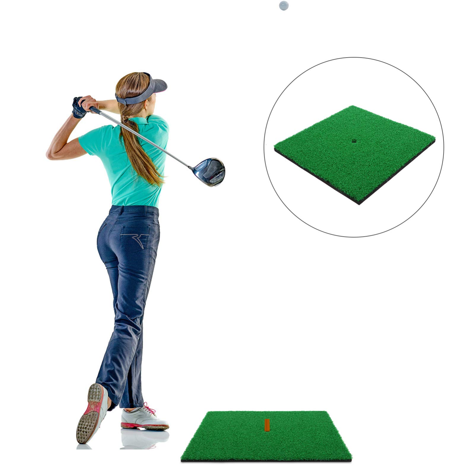 KICHOUSE Portable Golf Hitting Mat Practice Pad for Training Durable True Turf Surface for Chipping and Driving Practice for Beginners Professionals