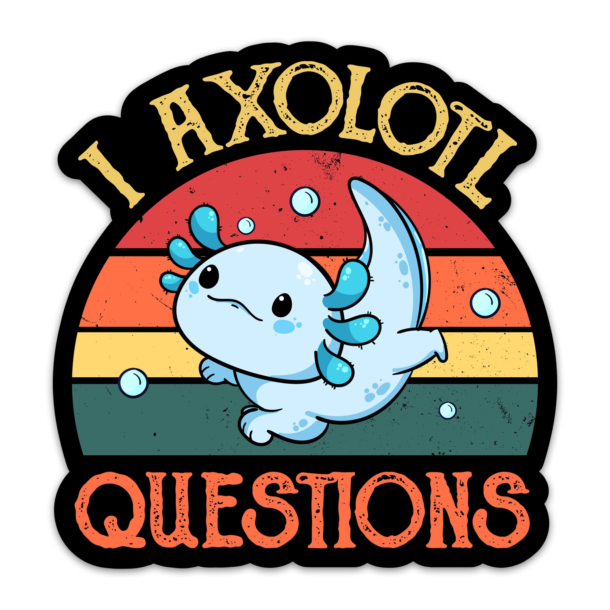 (3PCs) I Axolotl Questions Sticker, Retro Cute Axolotl Stickers Waterproof Vinyl Decals for Laptop Water Bottle Tumbler Phone Case Skateboard, Funny