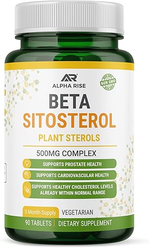 Beta Sitosterol - Tabletas de 500 mg - Sin OMG - Apoya los niveles de colesterol de próstata y saludable - Complejo de fitoesteroles - Esteroles