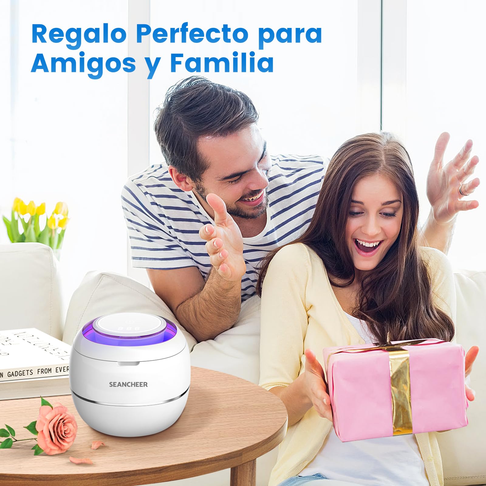 SEANCHEER Limpiador Ultrasonidos 48000Hz Ultrasonidos Limpieza | 180ML | Lampara UV | Ultrasonic Cleaner Portatil para | Dentaduras | Ferula Dental | Retainer | Aligner | Brackets | (Blanco)