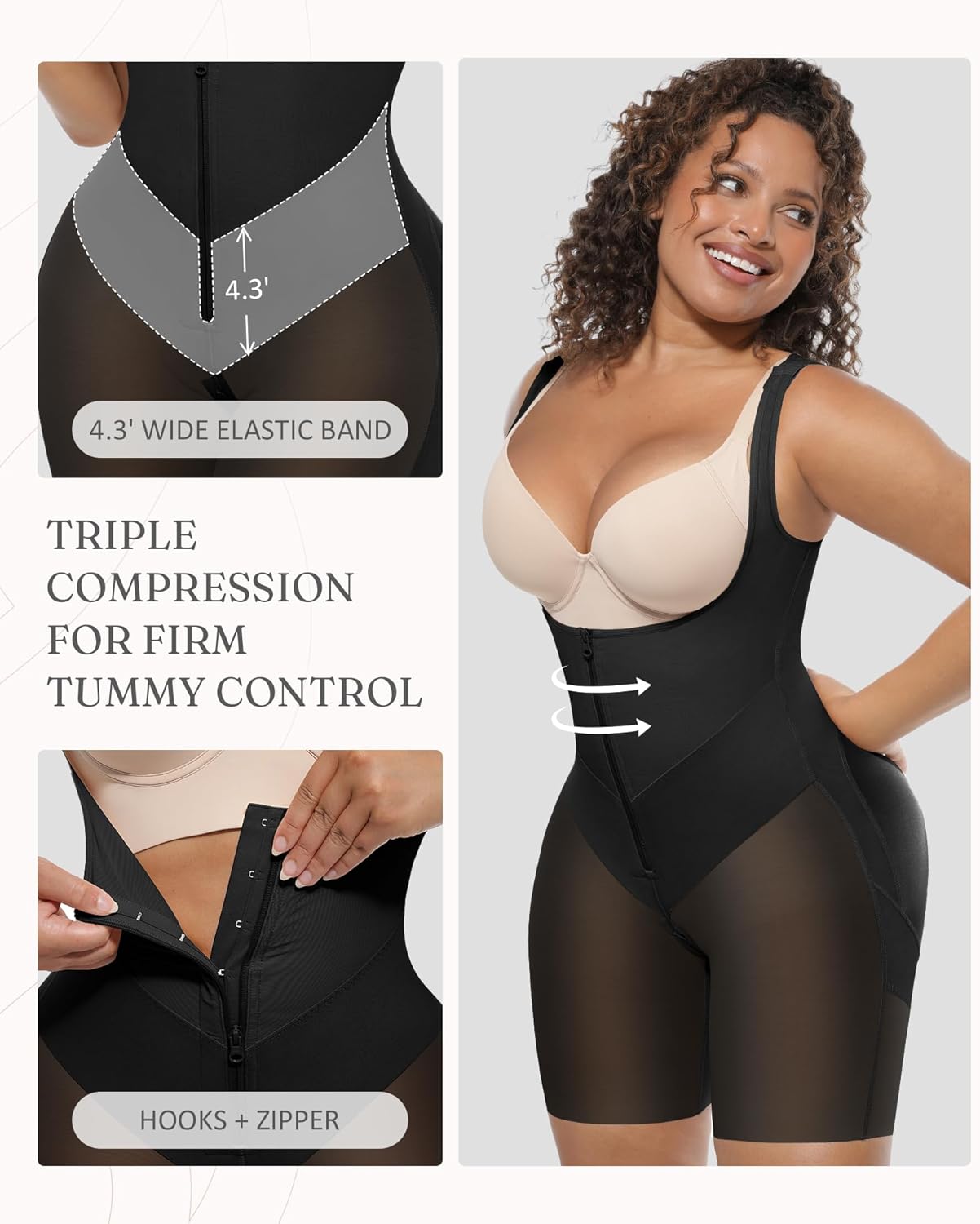 FeelinGirl Fajas Colombianas Moldeadoras Butt Lifting Shapewear Tummy Control Postpartum Faja Body Shaper with Zipper Crotch - Image 2