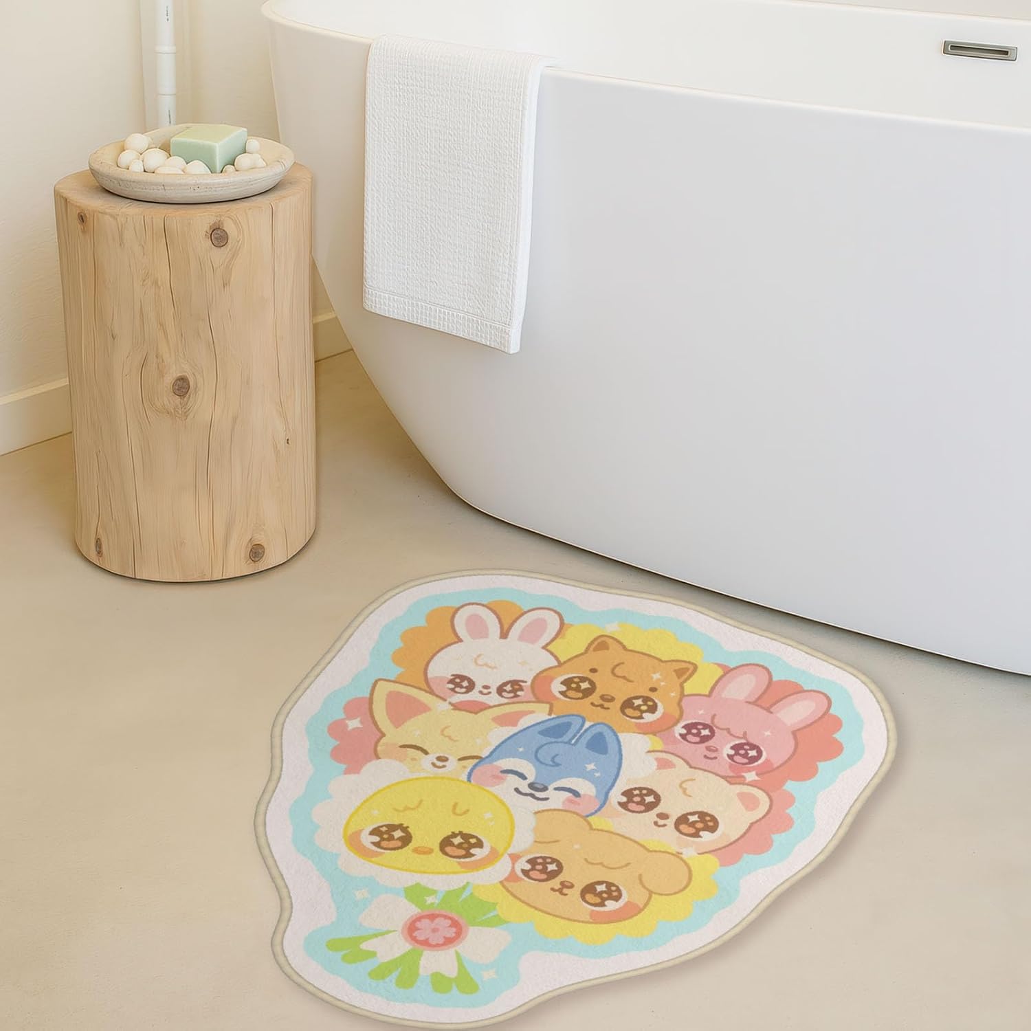 Allenjoy 24.8" x 31.4" Cute Korean Popular Music Bouquet Rug Bath Mat - Carpet for Bathroom Kitchen Living Room Home Office Nursery Decor, Non-Slip Durable Washable, Gifts for Girls Teens Women Fans image 3