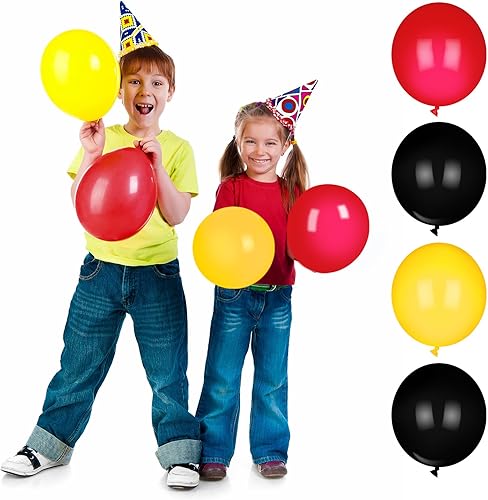 Miniatura 6 de Sumind Kit de arco de globos rojos, amarillos y negros, suministros para fiesta de cumpleaños, arco de guirnalda, baby shower, boda, fiesta, telón