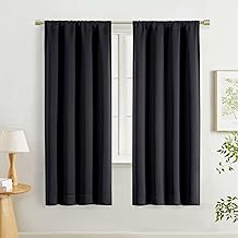 Lecloud Halloween Black Blackout Curtains for Bedroom 63 Inch Length 2 Panels Set, Solid Thermal Insulated Energy Window Treatments with Rod Pocket for Bedroom Living Room Blinds, 40" W x 63" L