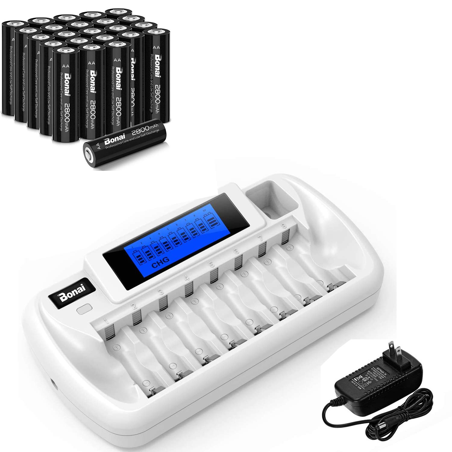 Buy BONAI 24 Pack NiMH AA Rechargeable Batteries 2800mAh 1.2V Battery