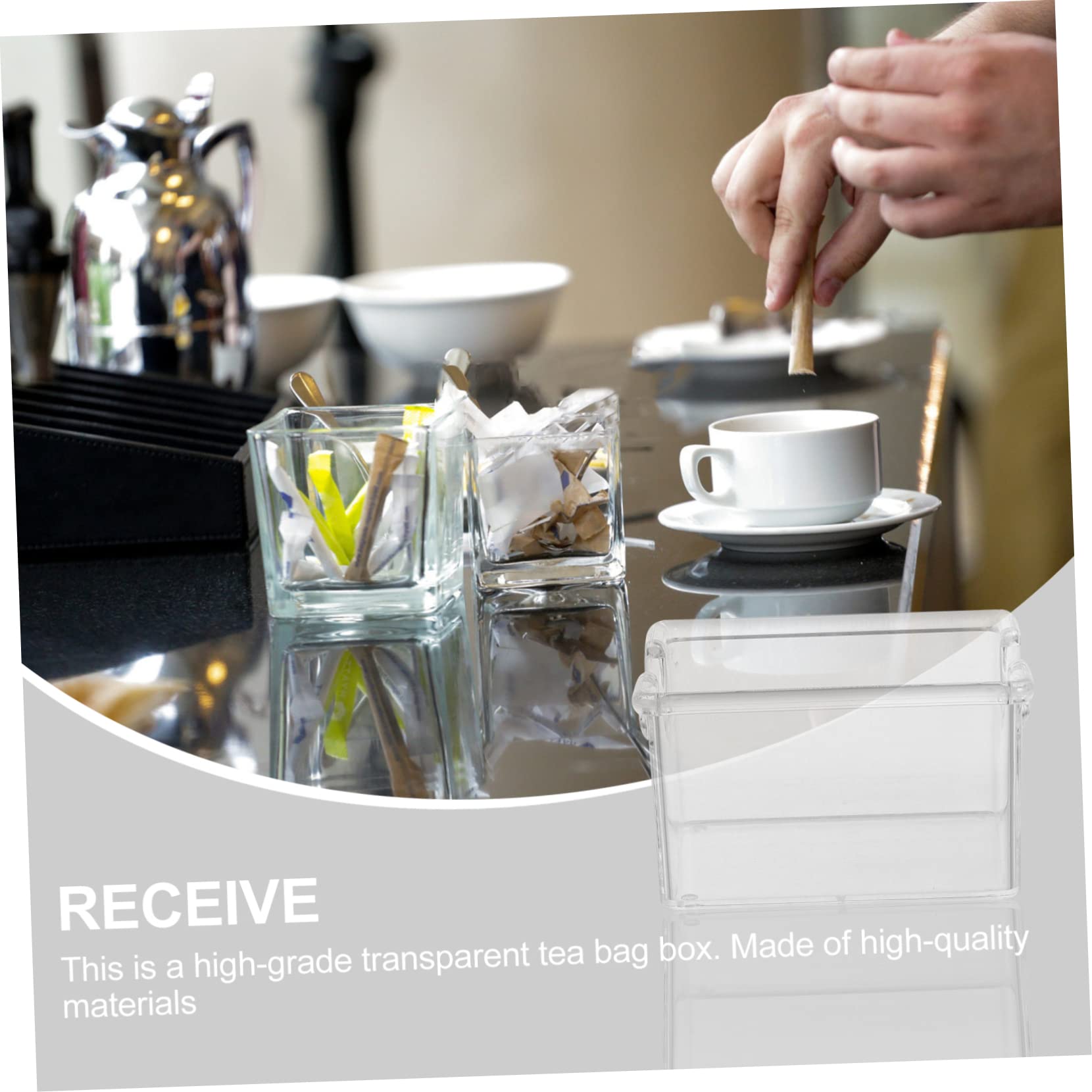 SOLUSTRE 4sets Clear Tea Bag Organizer Box Storage for Tea Bags and Sugar Packets Simple Design for Office and Home Use Transparent Practical and Convenient 2pcs*4