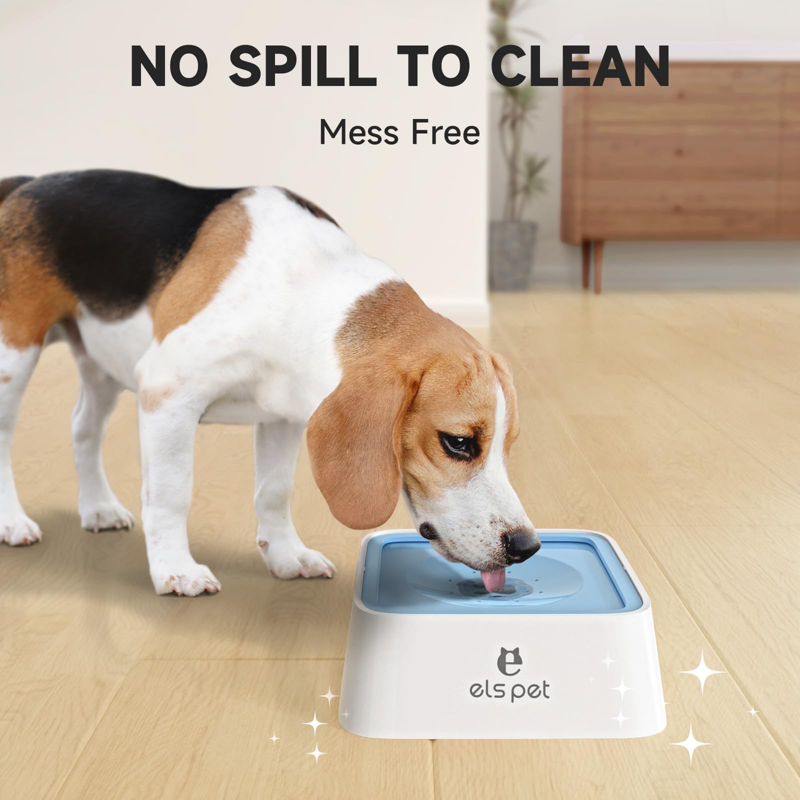 ELS PET White 2L Dog Water Bowl, No Spill Carbon Filter, for Dogs Cats 1