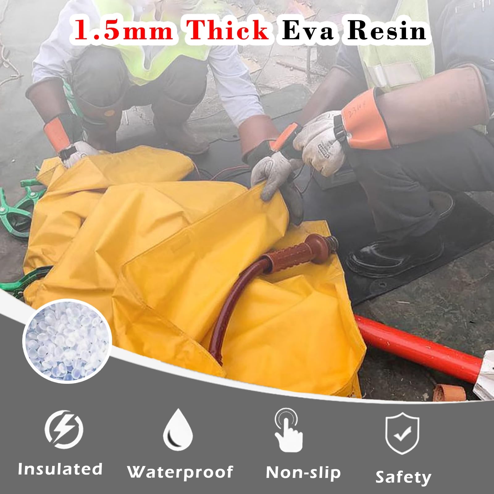 Coperte isolanti Portatili (Confezione da 2) con Clip - Tappetini isolanti Adatti per riparazioni di Emergenza e per operai di Servizi pubblici (10KV 60x80cm)