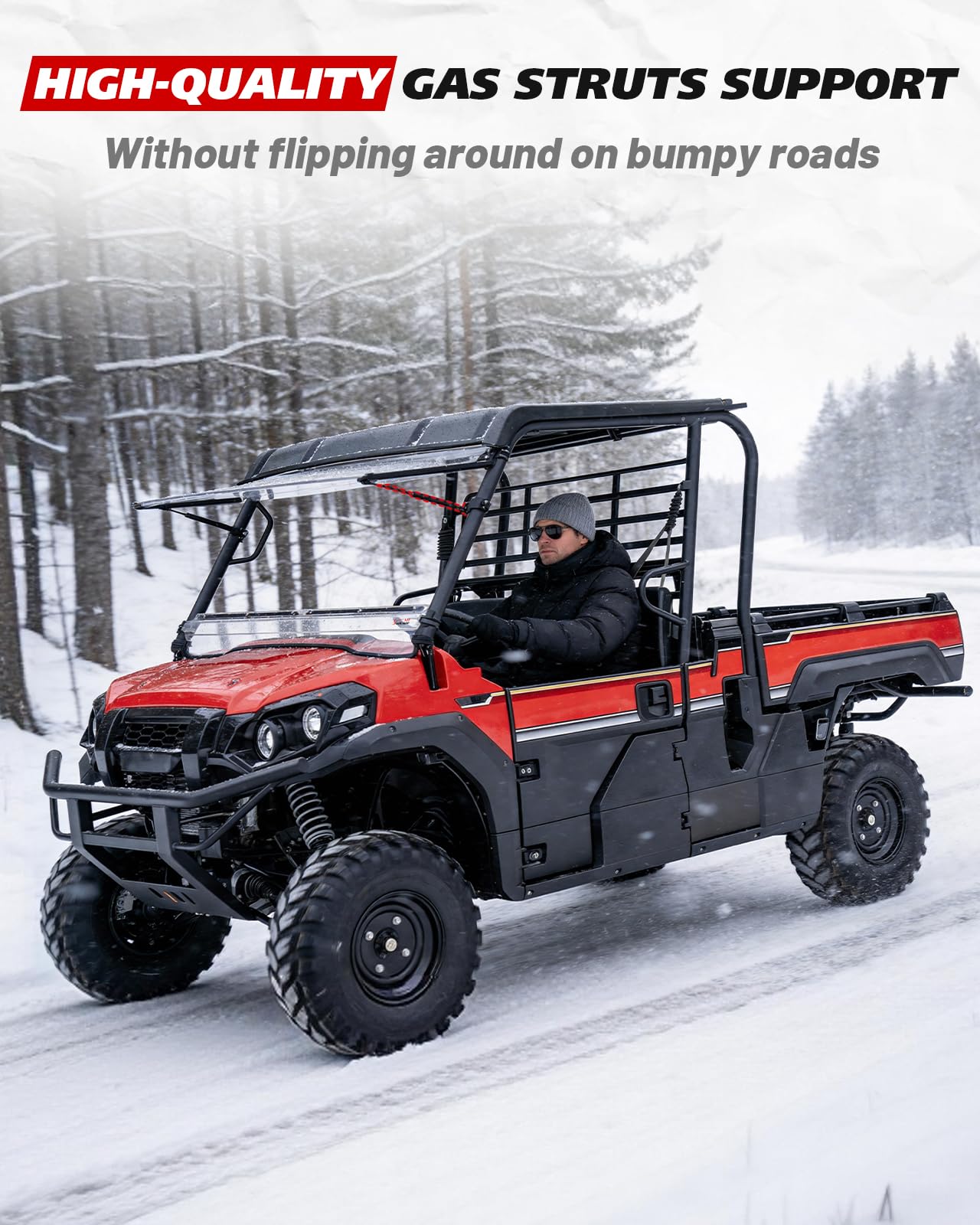 Condition photo showing New/Like New for starknightmt flip windshield compatible with 2015-2026 kawasaki mule pro fxt 2016-2025 fx dx dxt | hard-coated polycarbonate front window scratch-resistant anti-uv rattle-free for farm & ranch