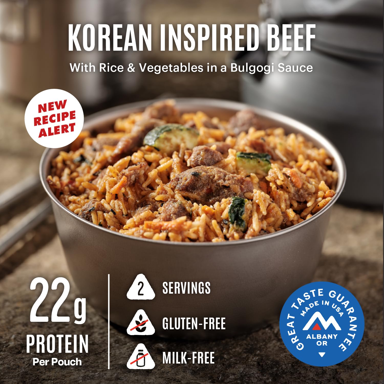 Mountain House Korean Inspired Beef | Freeze Dried Backpacking & Camping Food | Gluten-Free | 2 Servings