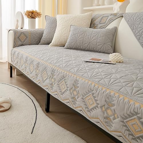 Miniatura 6 de vctops Noly - Funda acolchada para sofá modular con bordado geométrico bohemio, funda antideslizante para sofá, protector de muebles para perros,