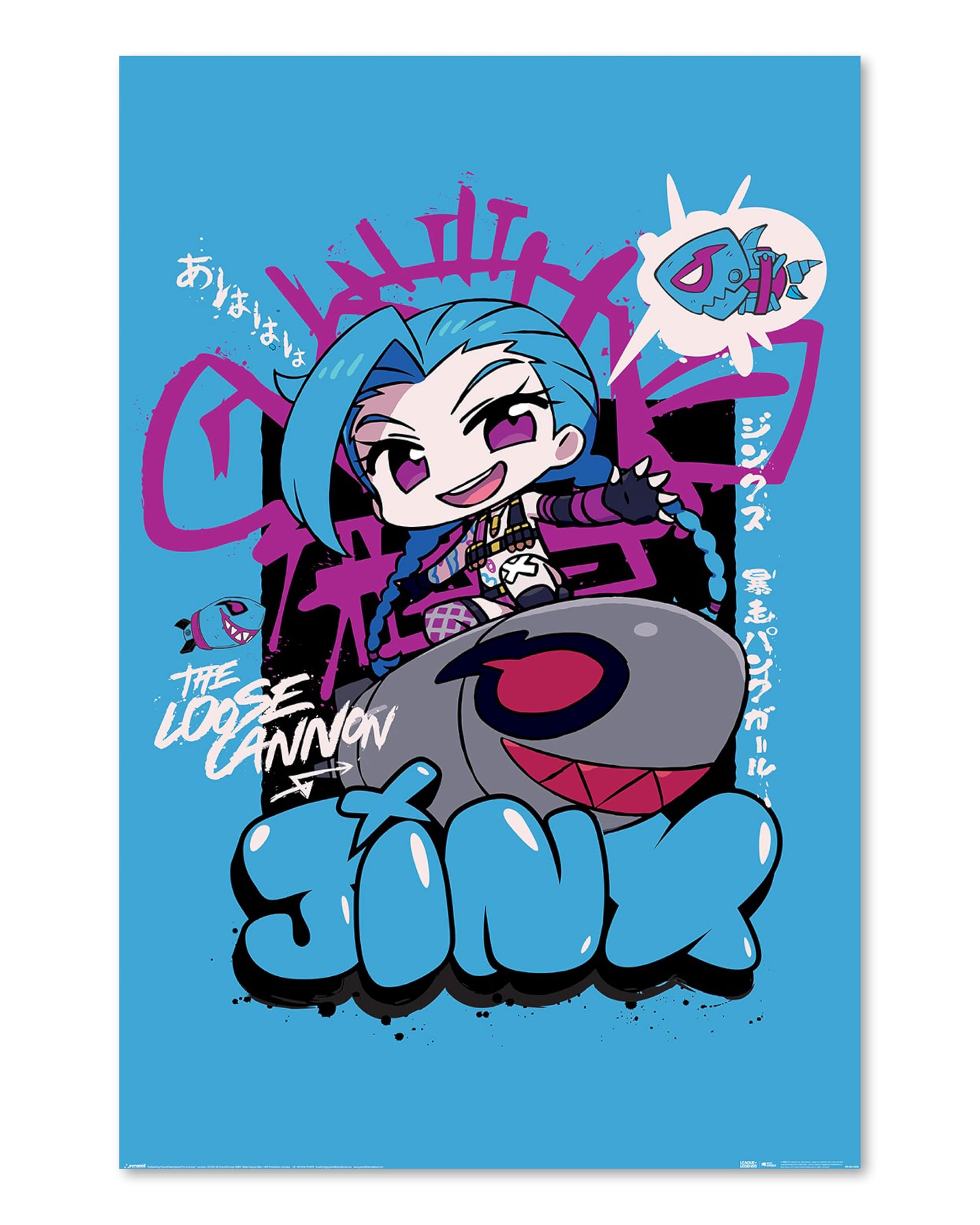 Pyramid International Multicoloured League Of Legends Jinx Poster Chibi 61 X 91.5 Cm - Lol Wall Picture Gaming Decoration - Cute Anime Style Poster For Gamers & Fans