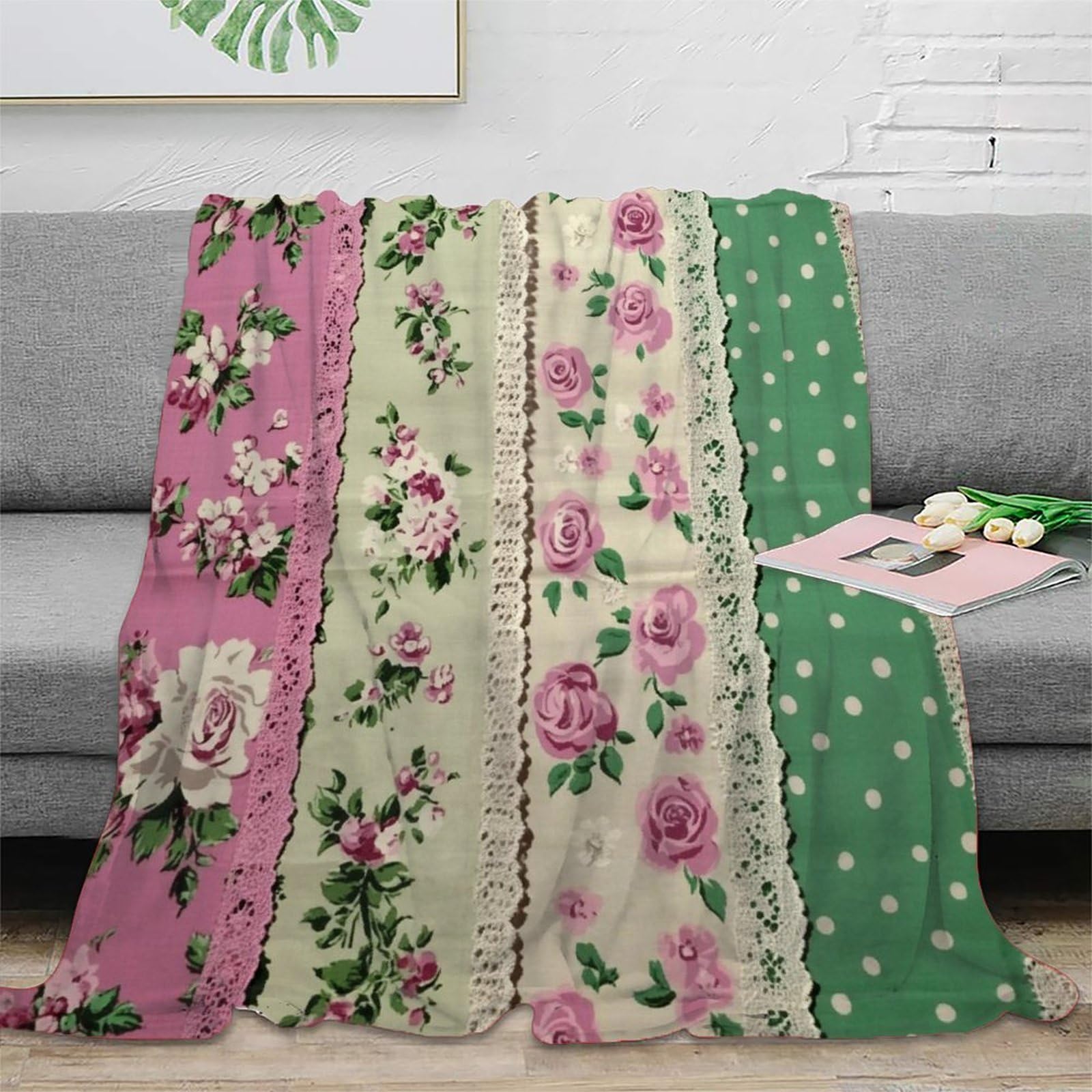 Couverture 3D roses vintage en microfibre douce : finis les plaids électriques et bouloches