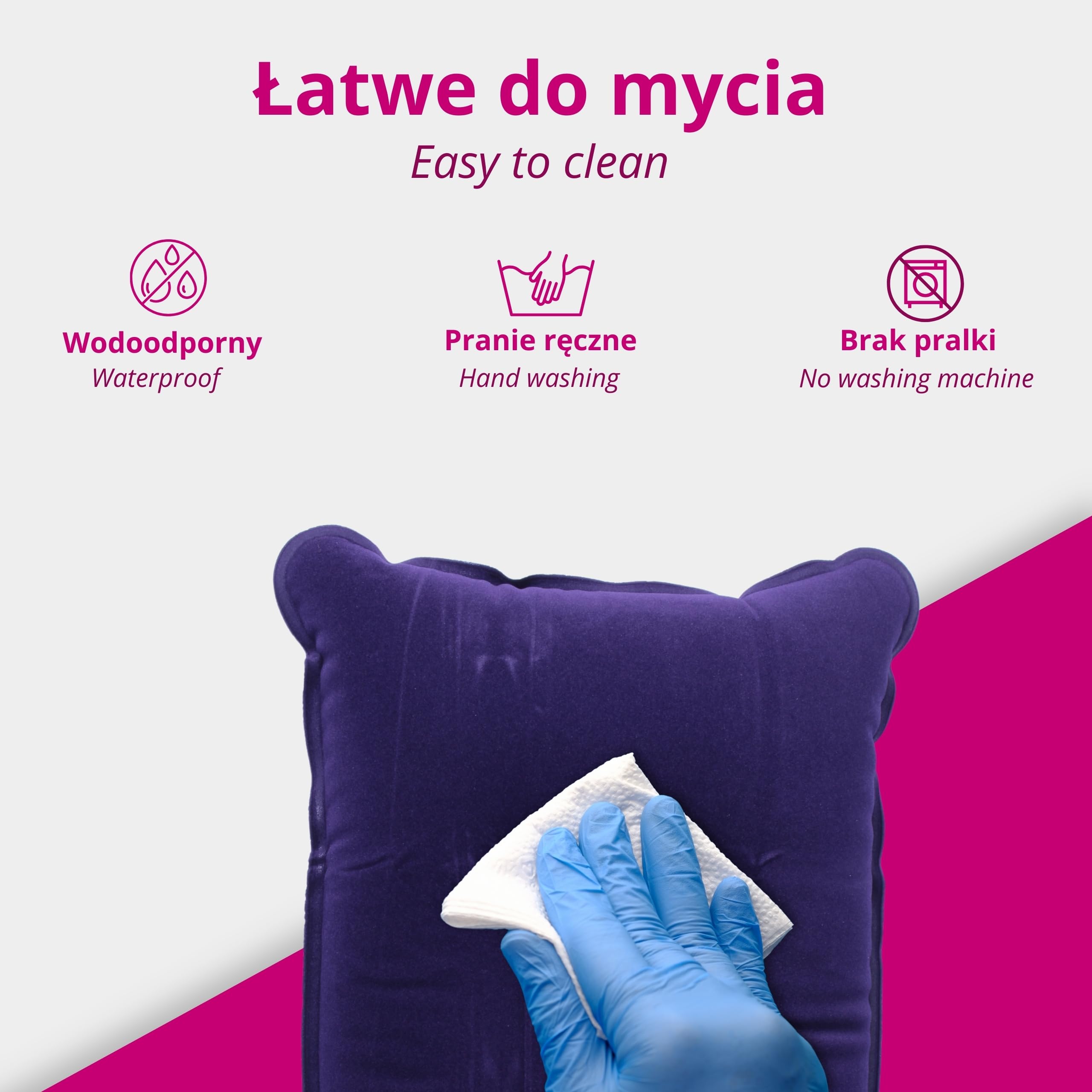 Nadmuchiwana poduszka podróżna 38 x 24 cm niebieska - komfort i wsparcie szyi, idealna do podróży i relaksu, samolotu, samochodu, pociągu i biura, łatwa do pompowania