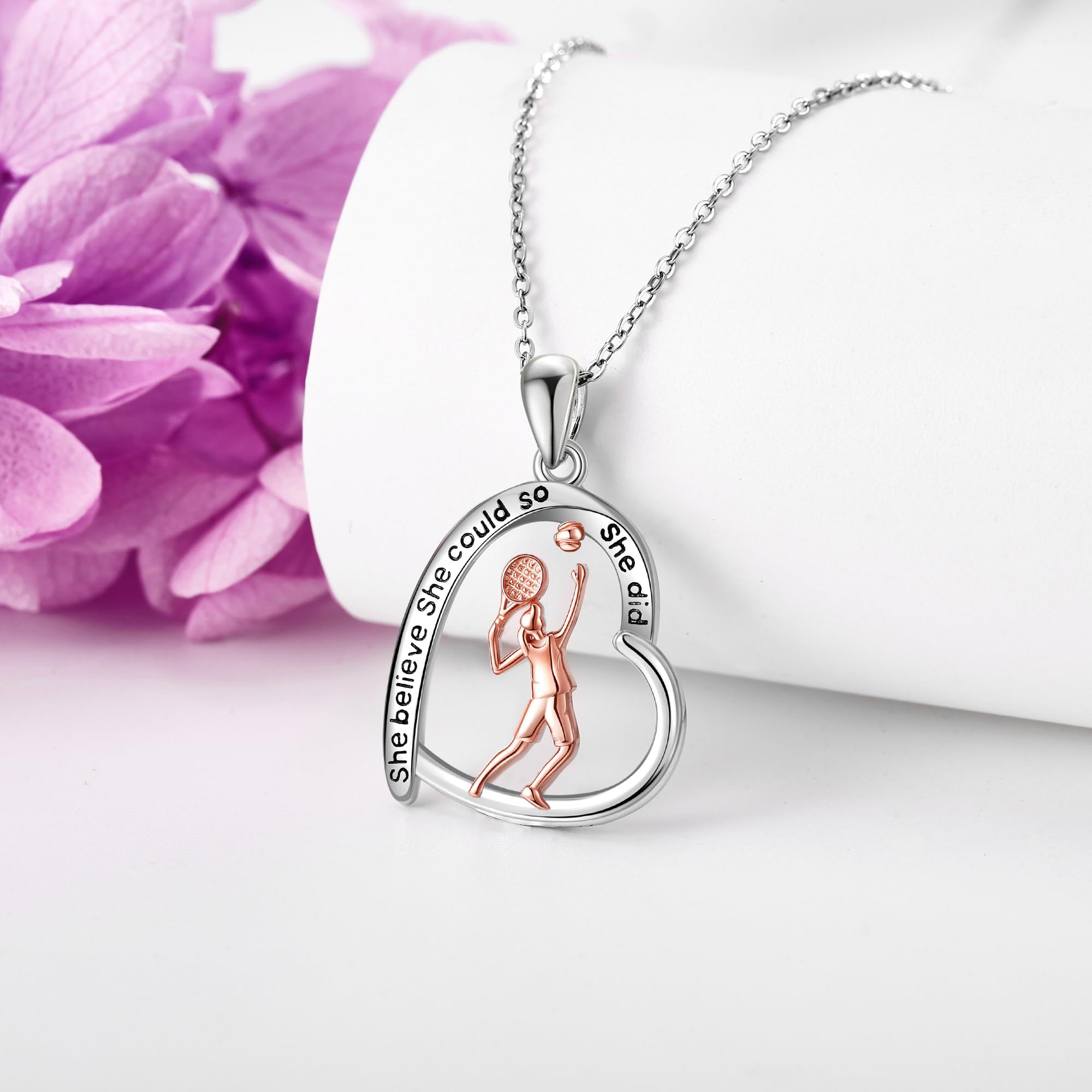 Sterling Silber S925 Ballett/Geiger/Gymnastik/Tennisspieler/Laufende Halskette Musik Schmuck Geschenke für Frauen Mädchen