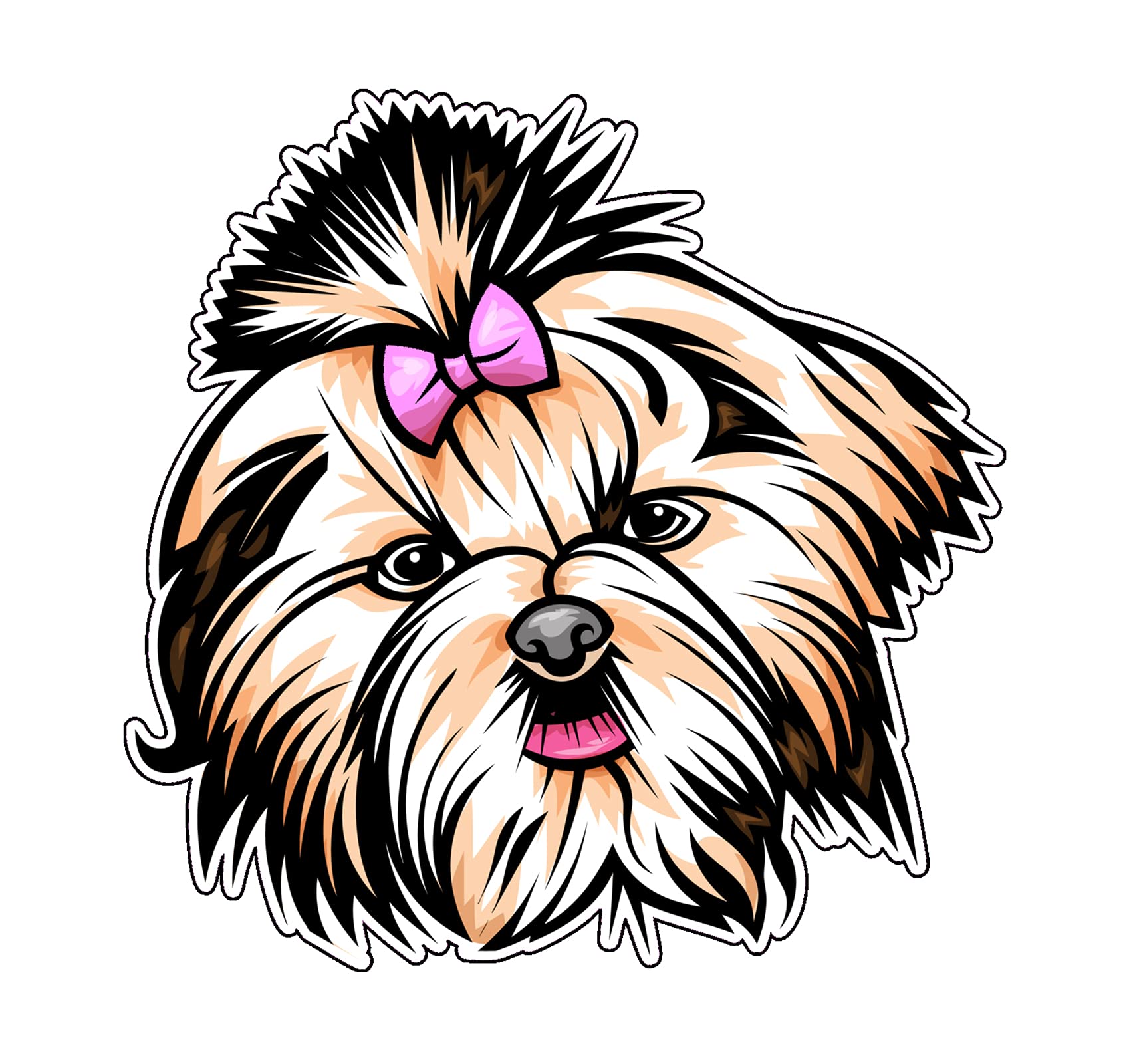 Pegatina de perro Shih Tzu sonriente para coche y tazas de hogar